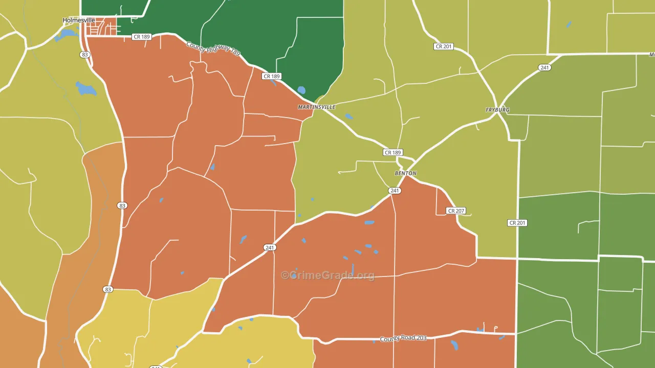 Benton, OH Map of Theft Rates
