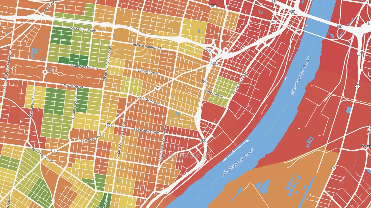 Benton Park, St. Louis, MO Map of Theft Rates
