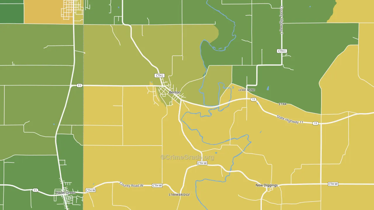 Benton, WI Map of Theft Rates