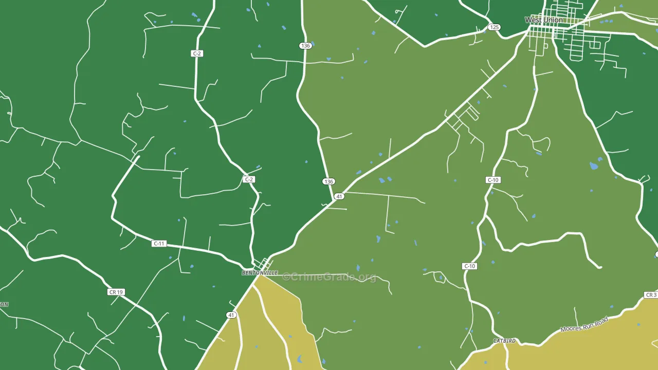 Bentonville, OH Map of Theft Rates