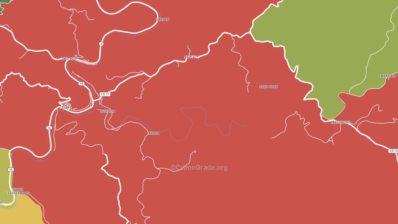 Bentree, WV Map of Theft Rates
