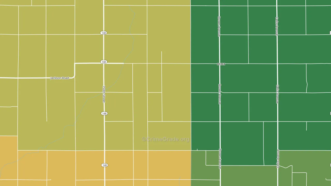 Berea, IA Map of Theft Rates