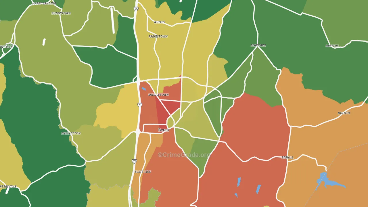 Berea, KY Map of Theft Rates