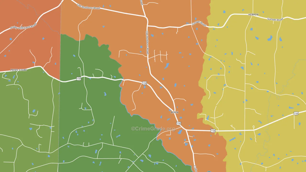 Berea, NC Map of Theft Rates