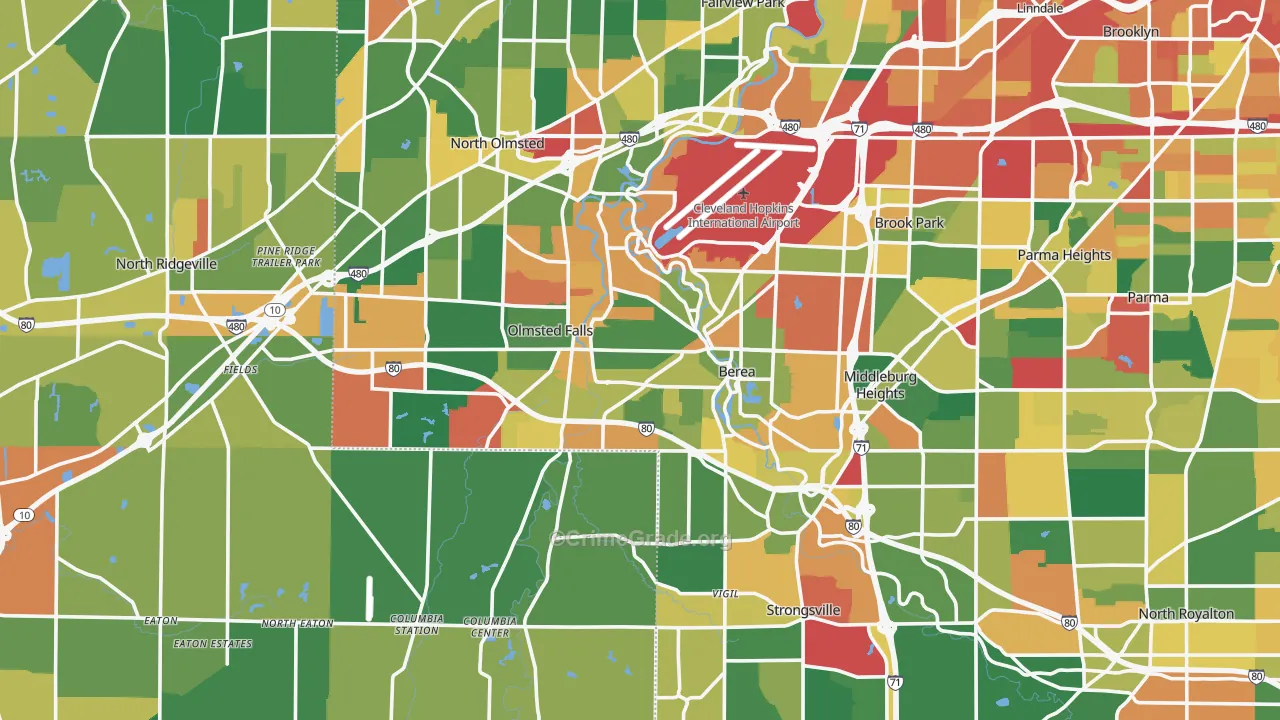 Berea, OH Map of Theft Rates