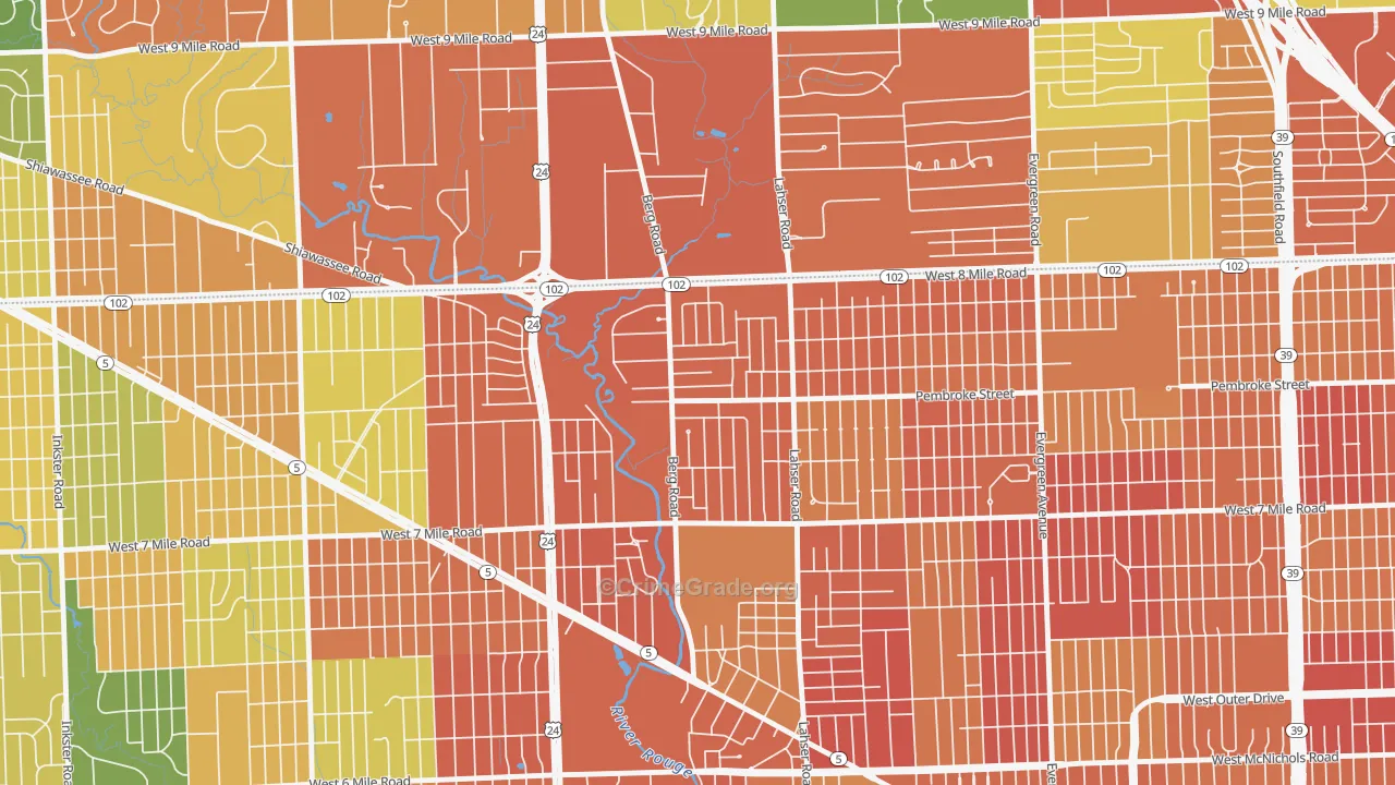 Berg-Lasher, Detroit, MI Map of Theft Rates