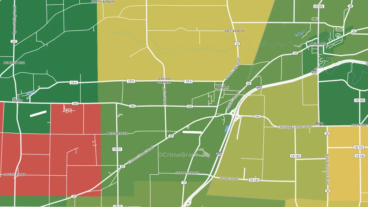 Bergen, NY Map of Theft Rates