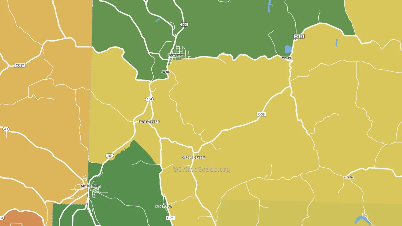 Bergholz, OH Map of Theft Rates