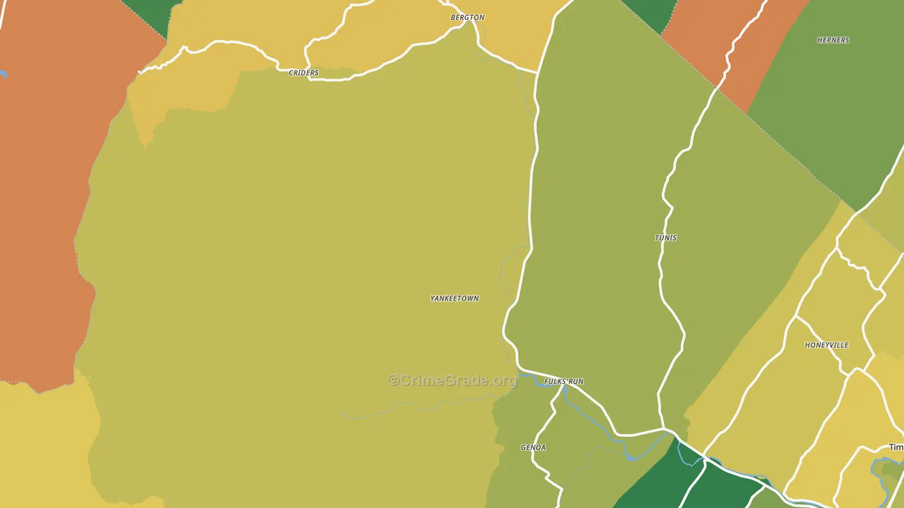 Bergton, VA Map of Theft Rates