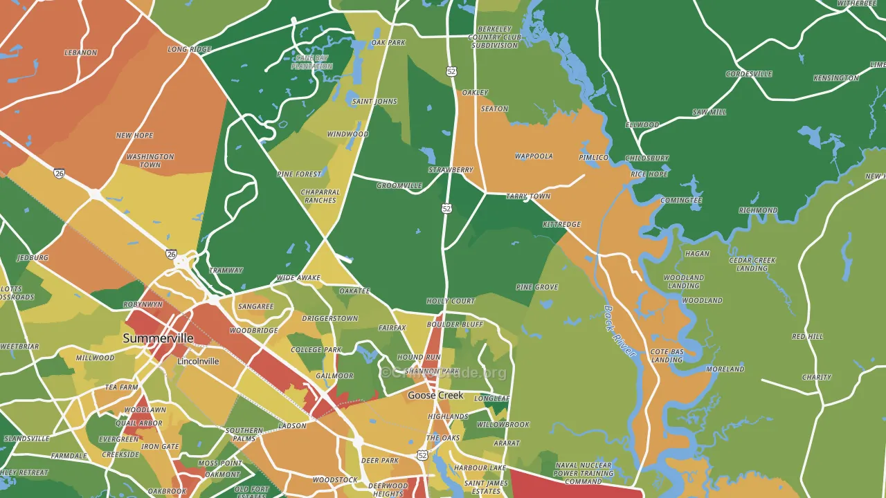 Berkeley County, SC Map of Theft Rates