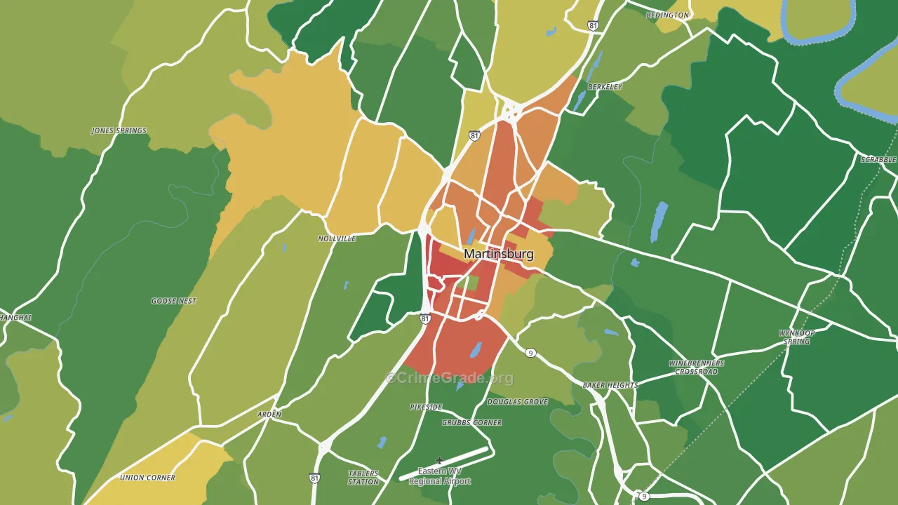 Berkeley County, WV Map of Theft Rates