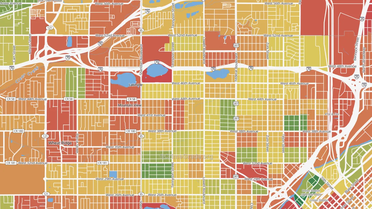 Berkeley, Denver, CO Map of Theft Rates