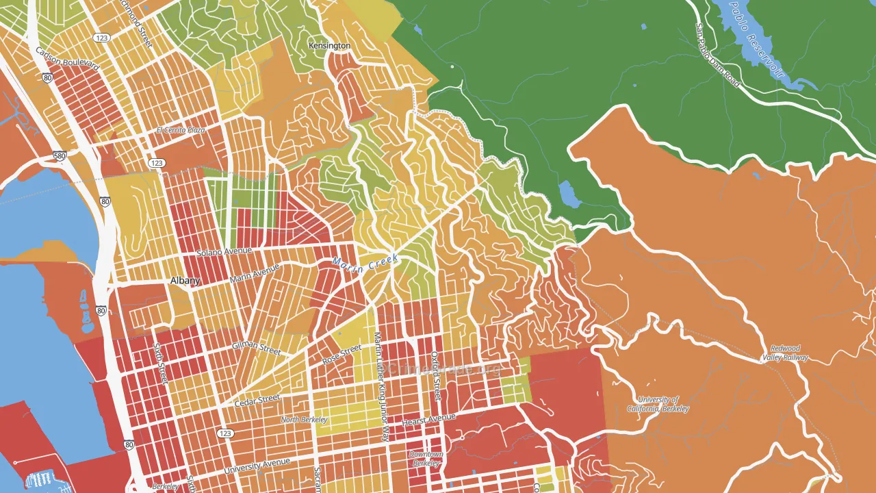 Berkeley Hills, Berkeley, CA Map of Theft Rates
