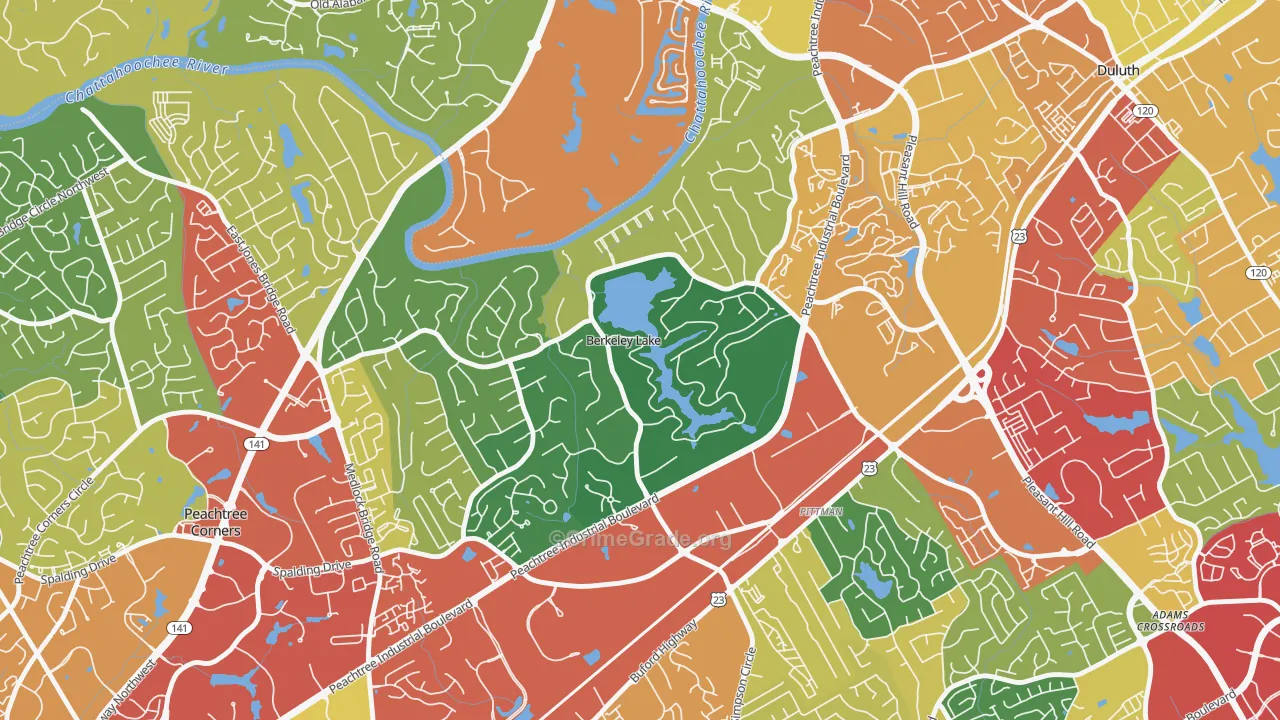 Berkeley Lake, GA Map of Theft Rates