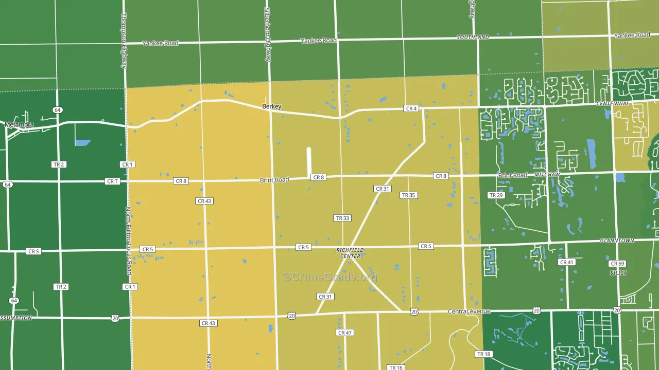 Berkey, OH Map of Theft Rates