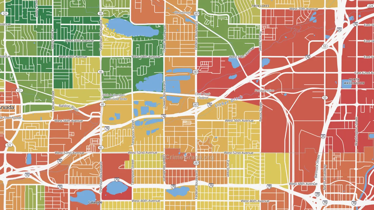 Berkley, CO Map of Theft Rates