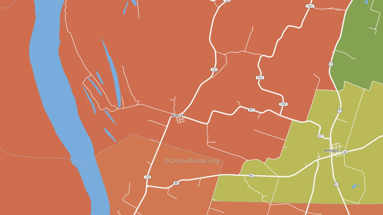 Berkley, KY Map of Theft Rates