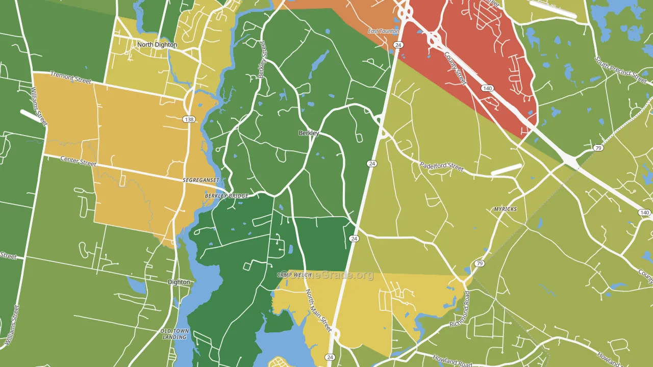 Berkley, MA Map of Theft Rates