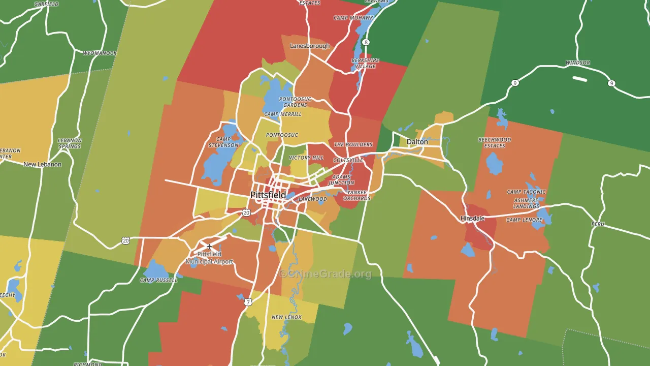Berkshire County, MA Map of Theft Rates