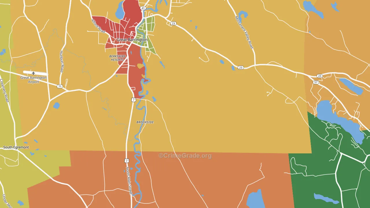 Berkshire Heights, MA Map of Theft Rates