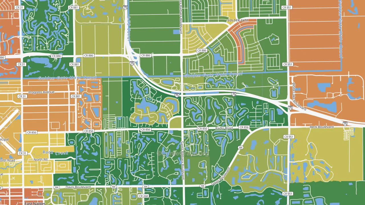 Berkshire Lakes, Naples, FL Map of Theft Rates