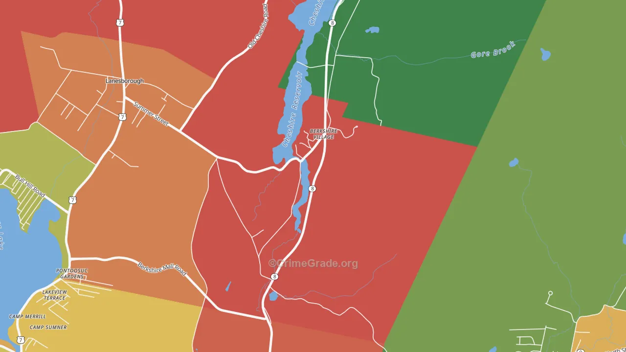 Berkshire, MA Map of Theft Rates