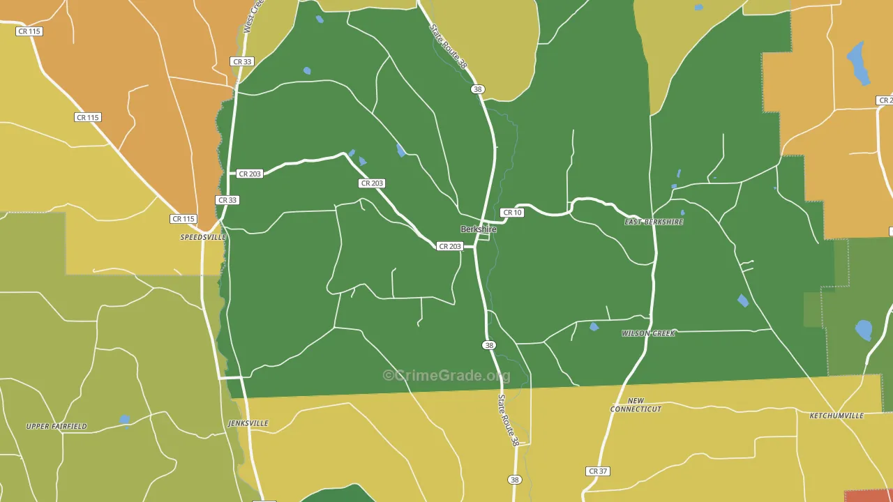 Berkshire, NY Map of Theft Rates