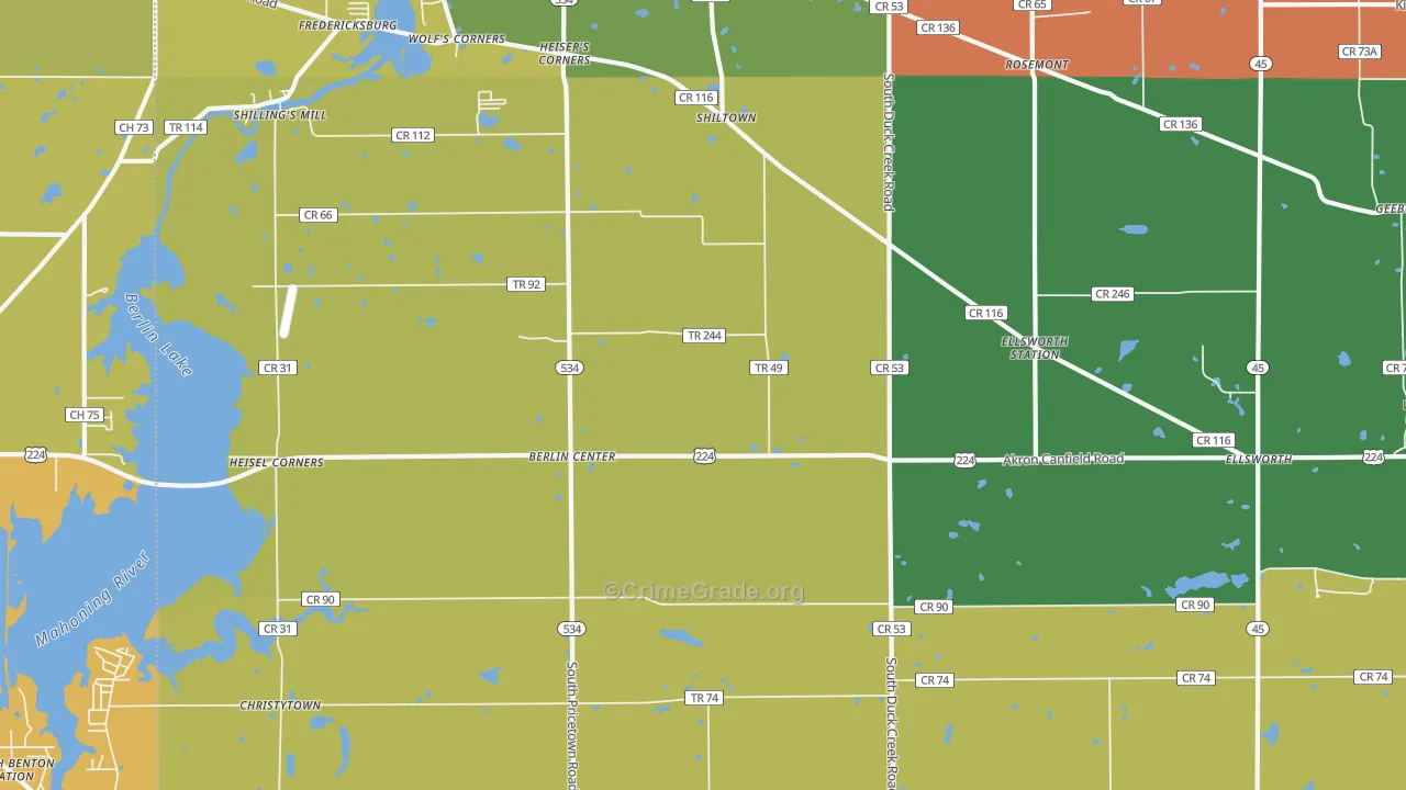 Berlin Center, OH Map of Theft Rates