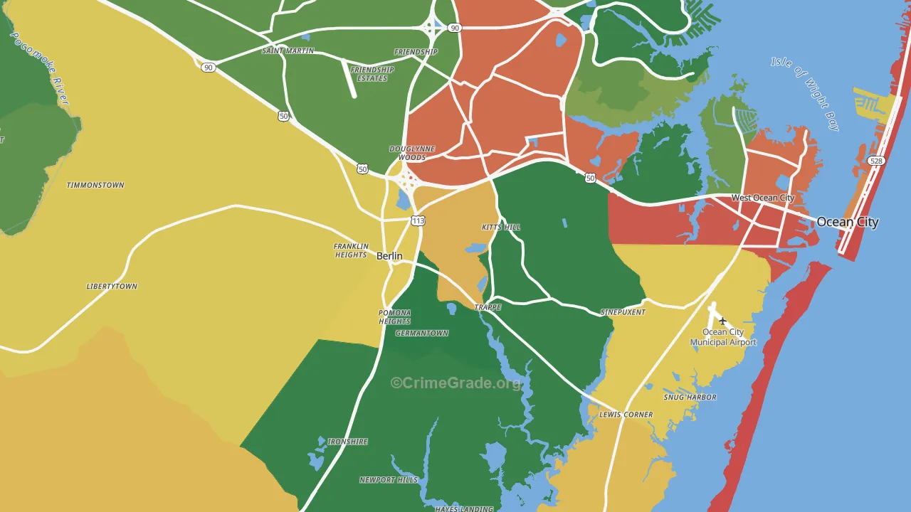 Berlin, MD Map of Theft Rates