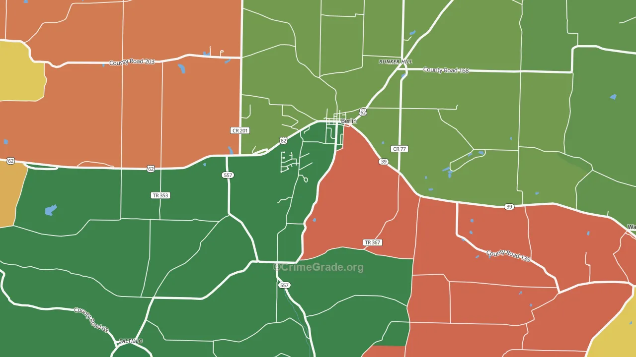 Berlin, OH Map of Theft Rates