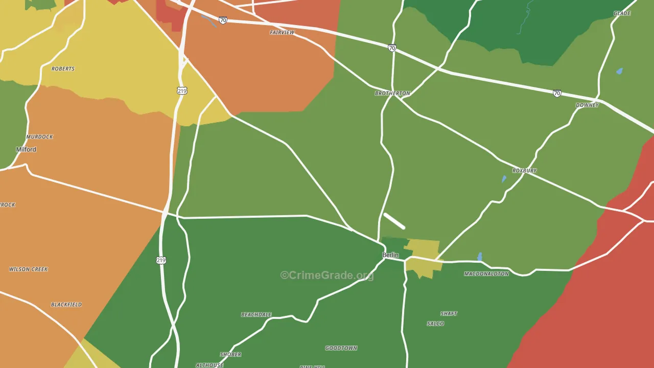 Berlin, PA Map of Theft Rates