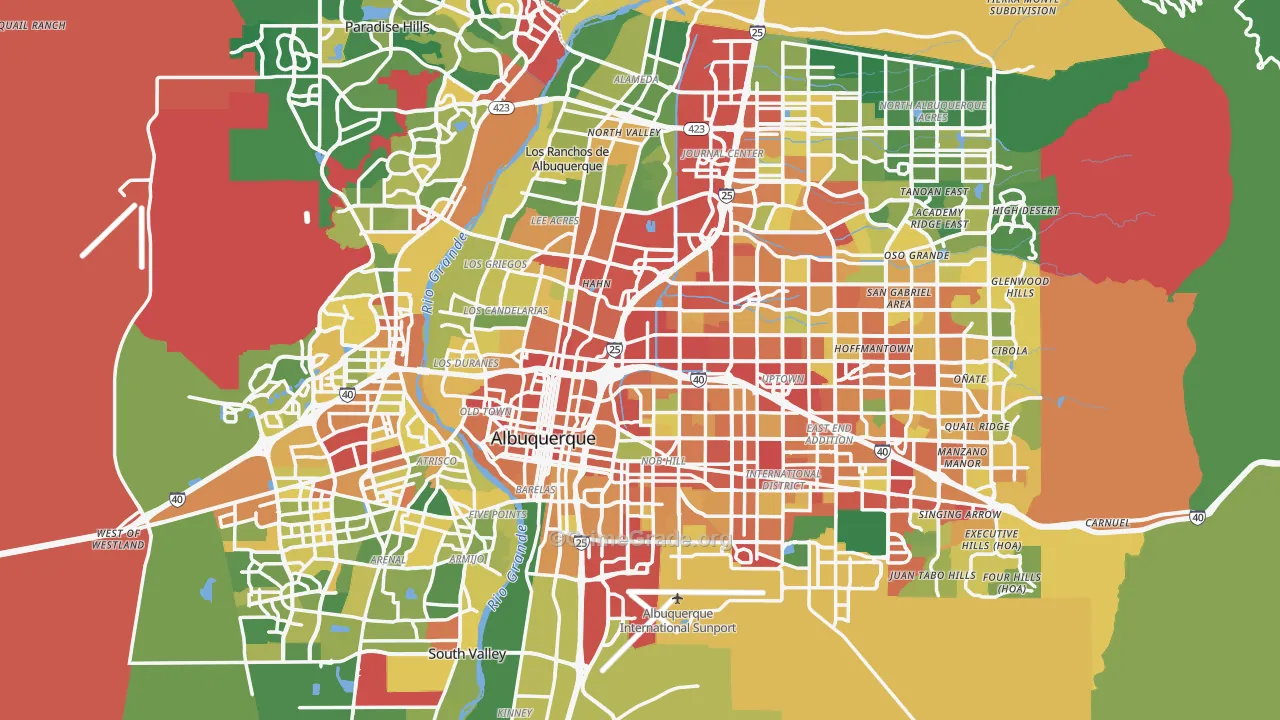 Bernalillo County, NM Map of Theft Rates