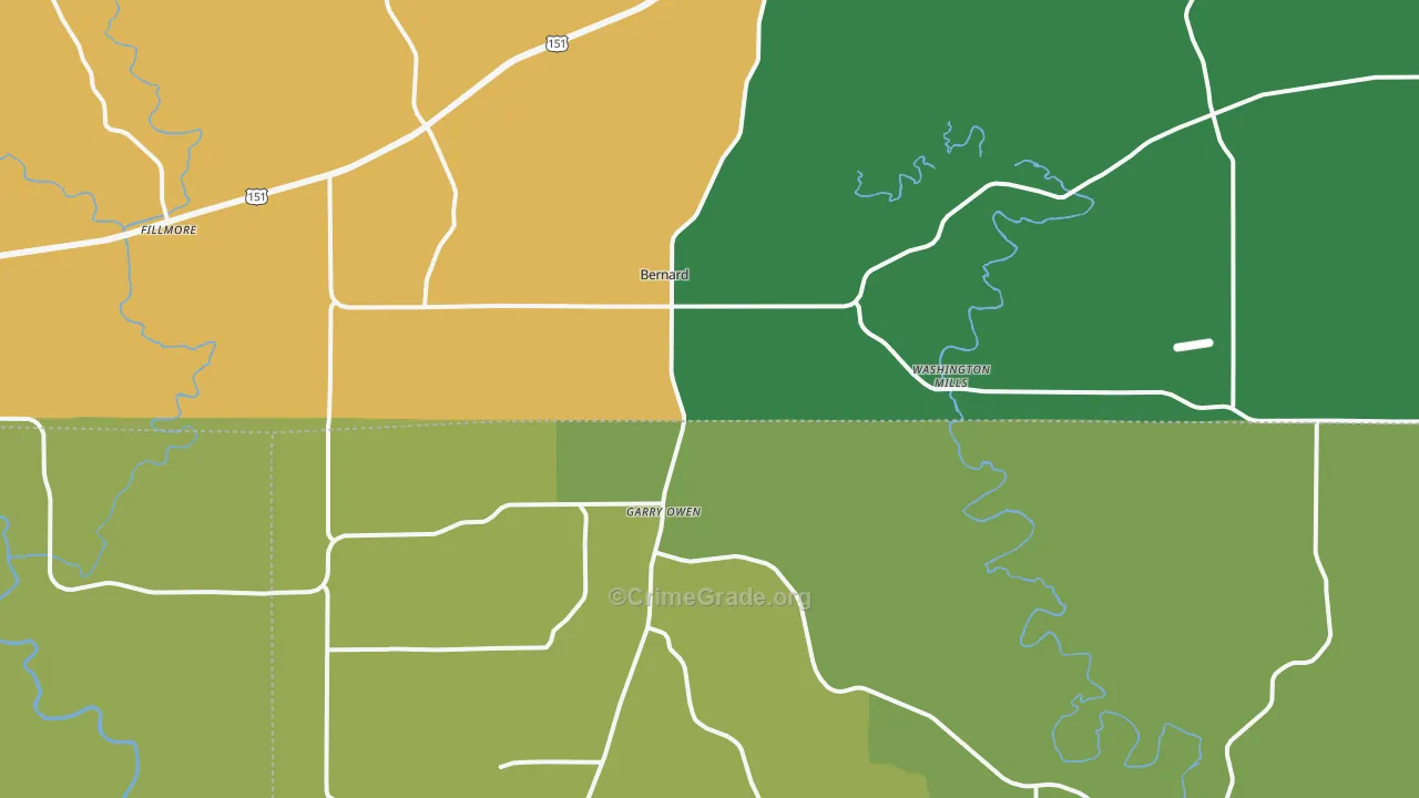 Bernard, IA Map of Theft Rates