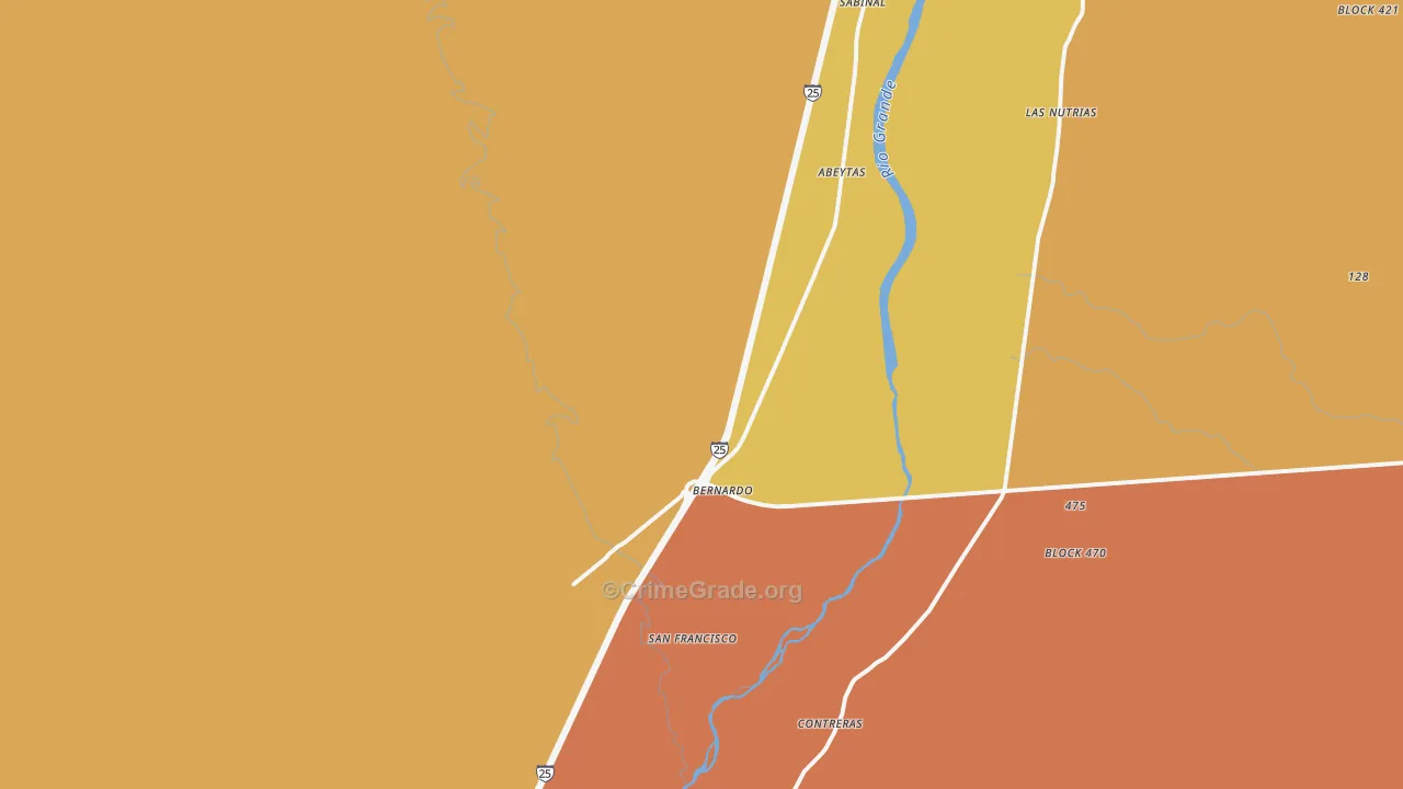 Bernardo, NM Map of Theft Rates