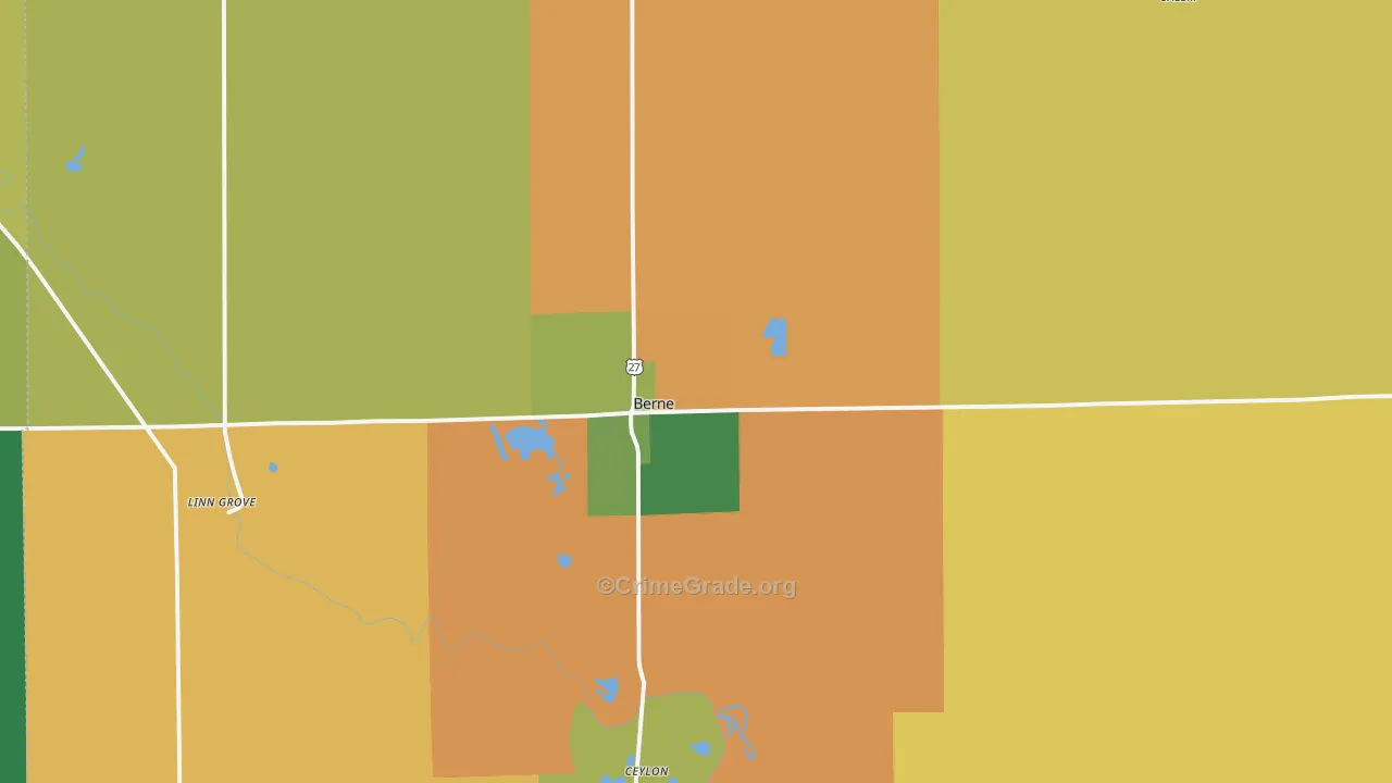 Berne, IN Map of Theft Rates