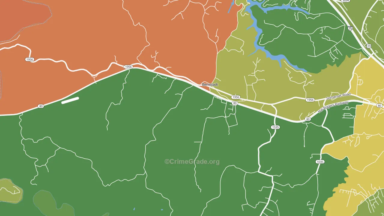 Bernstadt, KY Map of Theft Rates