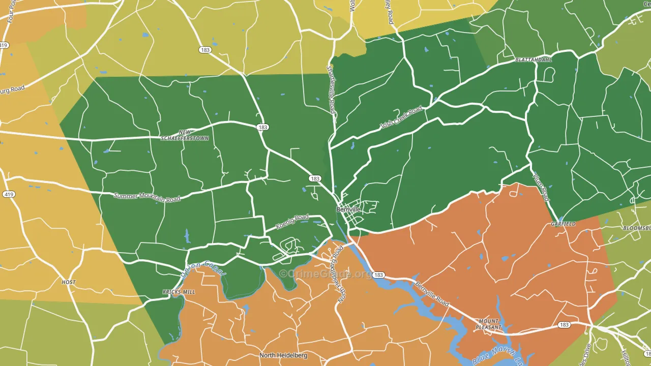 Bernville, PA Map of Theft Rates