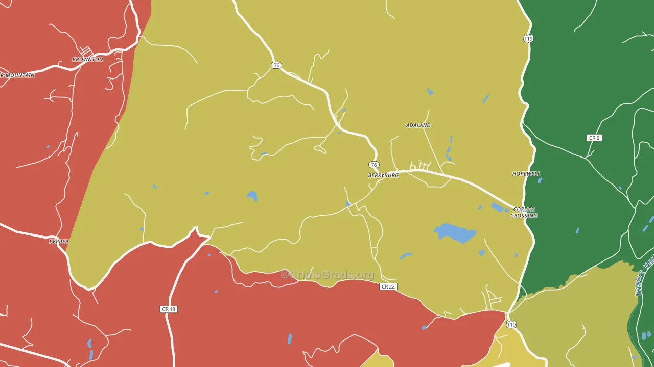 Berryburg, WV Map of Theft Rates
