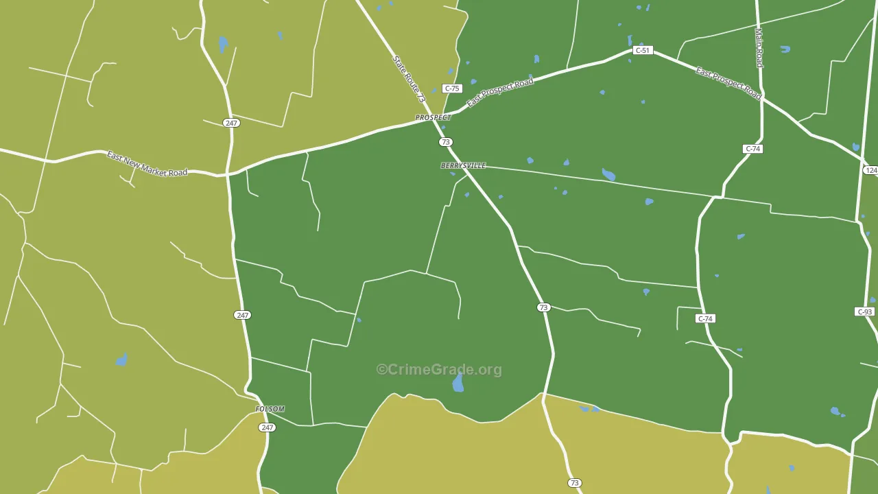 Berrysville, OH Map of Theft Rates