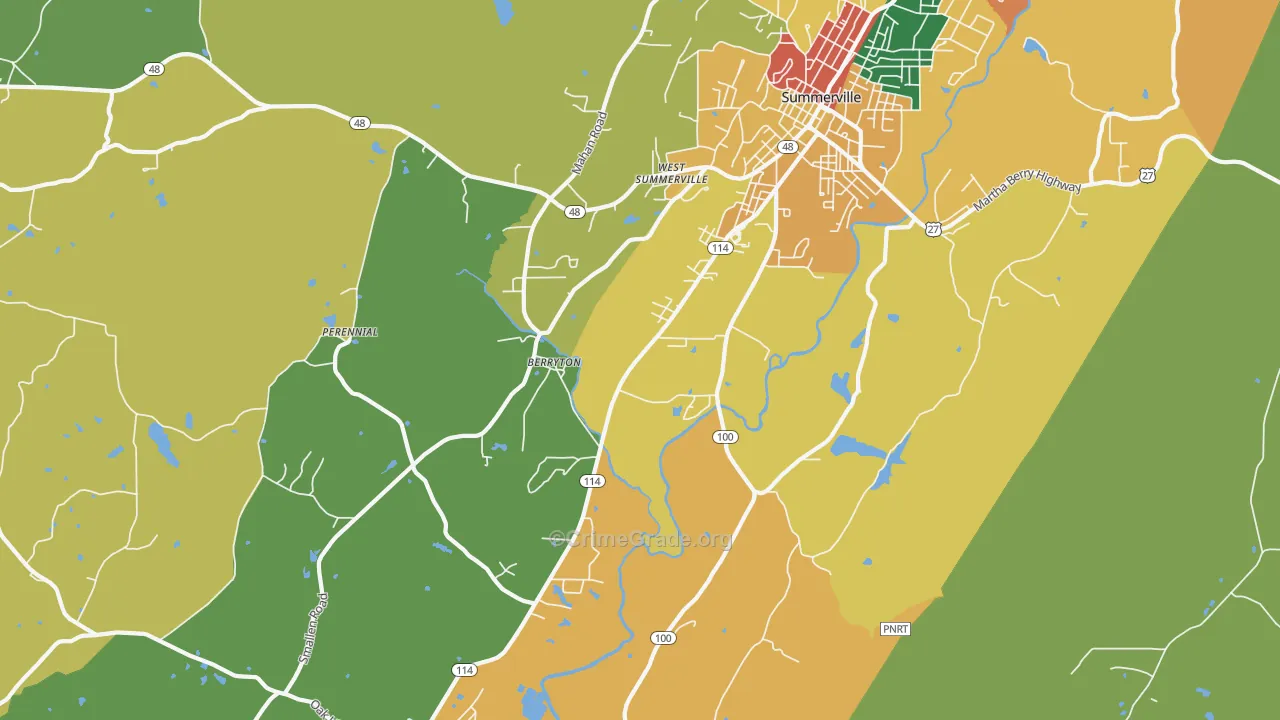 Berryton, GA Map of Theft Rates