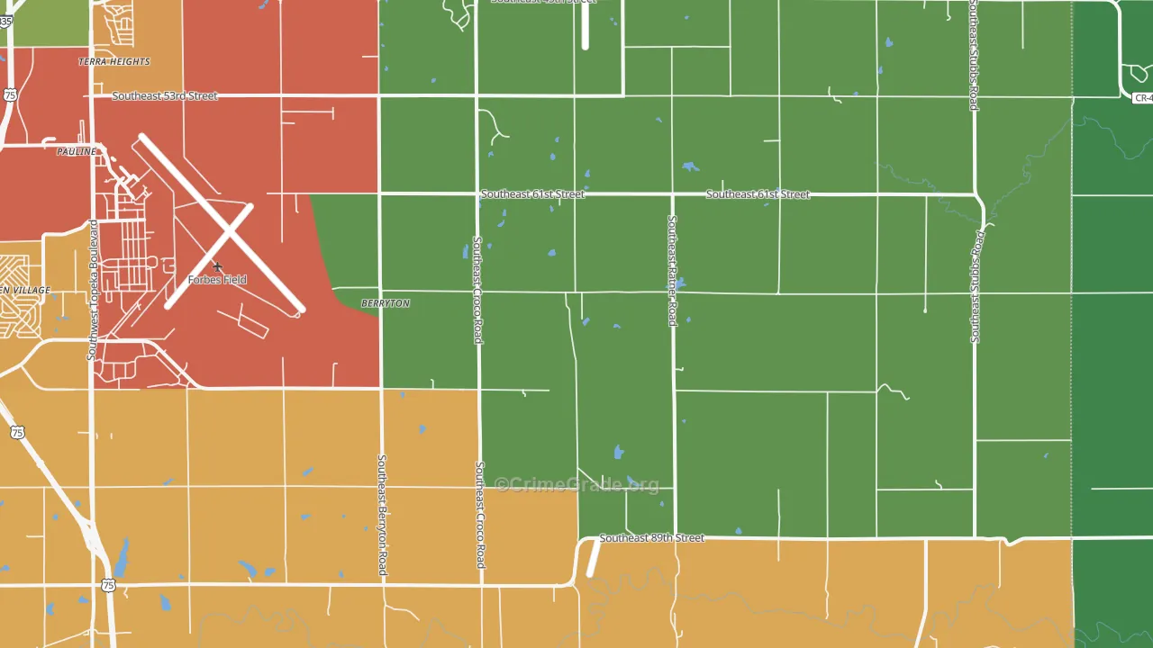 Berryton, KS Map of Theft Rates