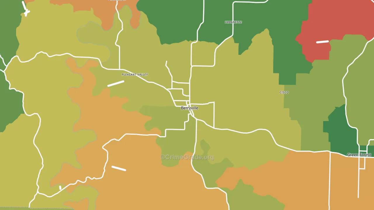 Berryville, AR Map of Theft Rates