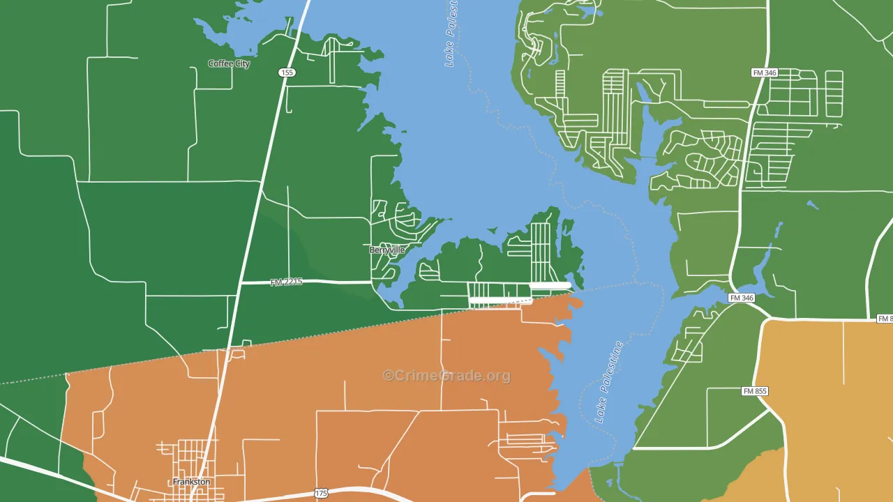 Berryville, TX Map of Theft Rates