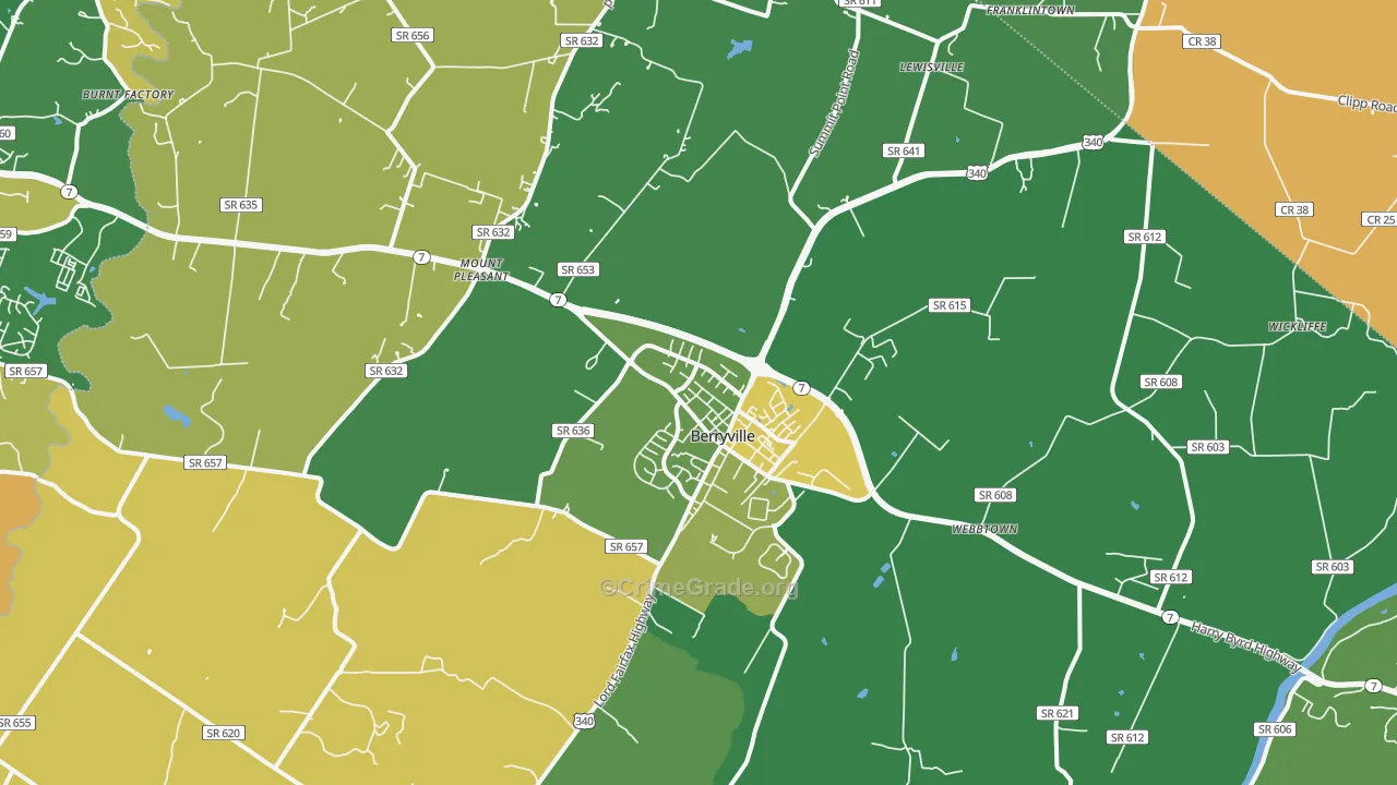 Berryville, VA Map of Theft Rates