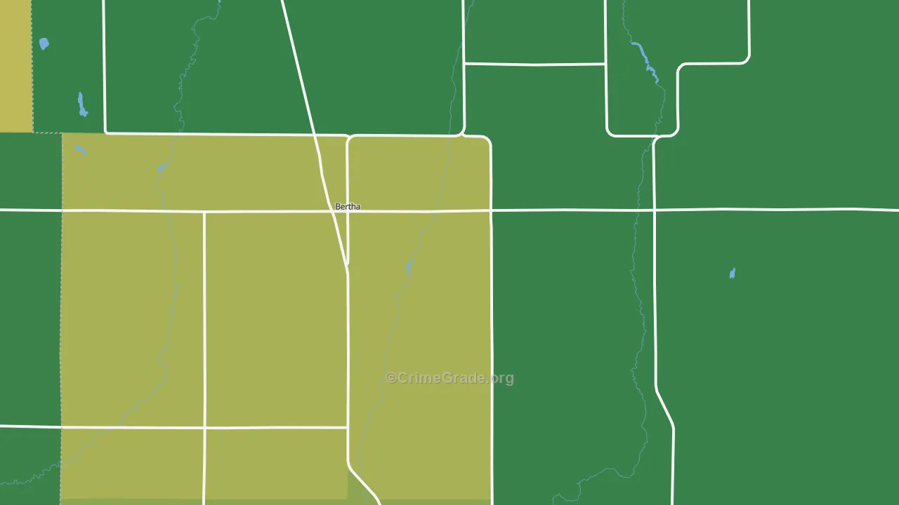 Bertha, MN Map of Theft Rates