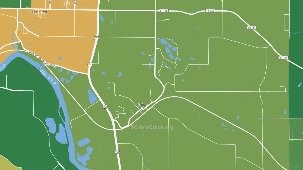 Bertram, IA Map of Theft Rates
