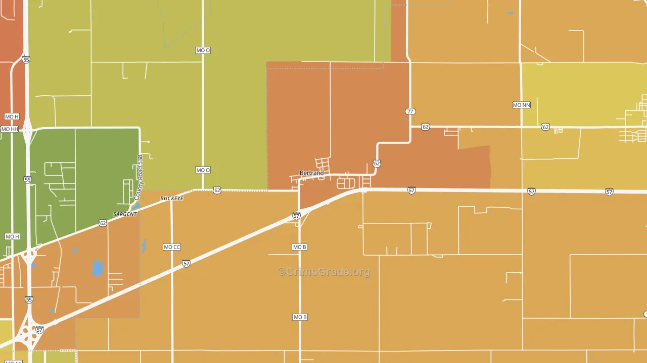 Bertrand, MO Map of Theft Rates
