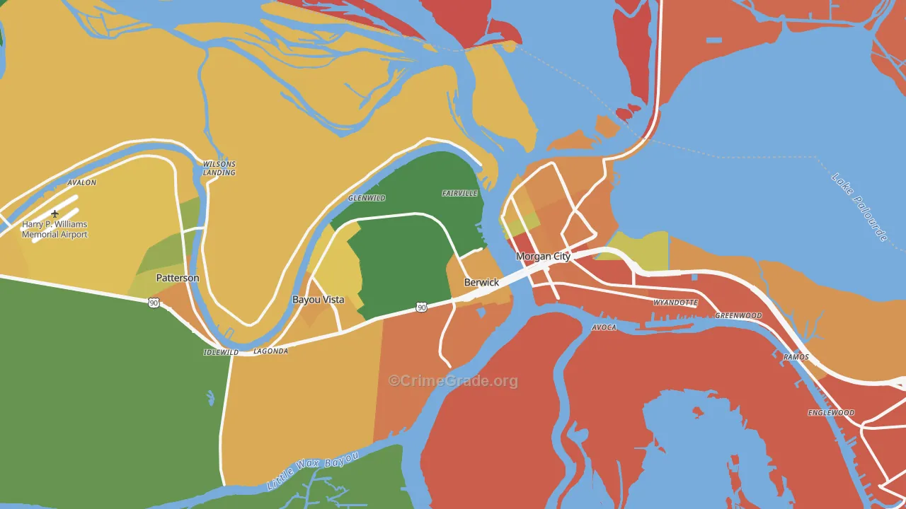 Berwick, LA Map of Theft Rates