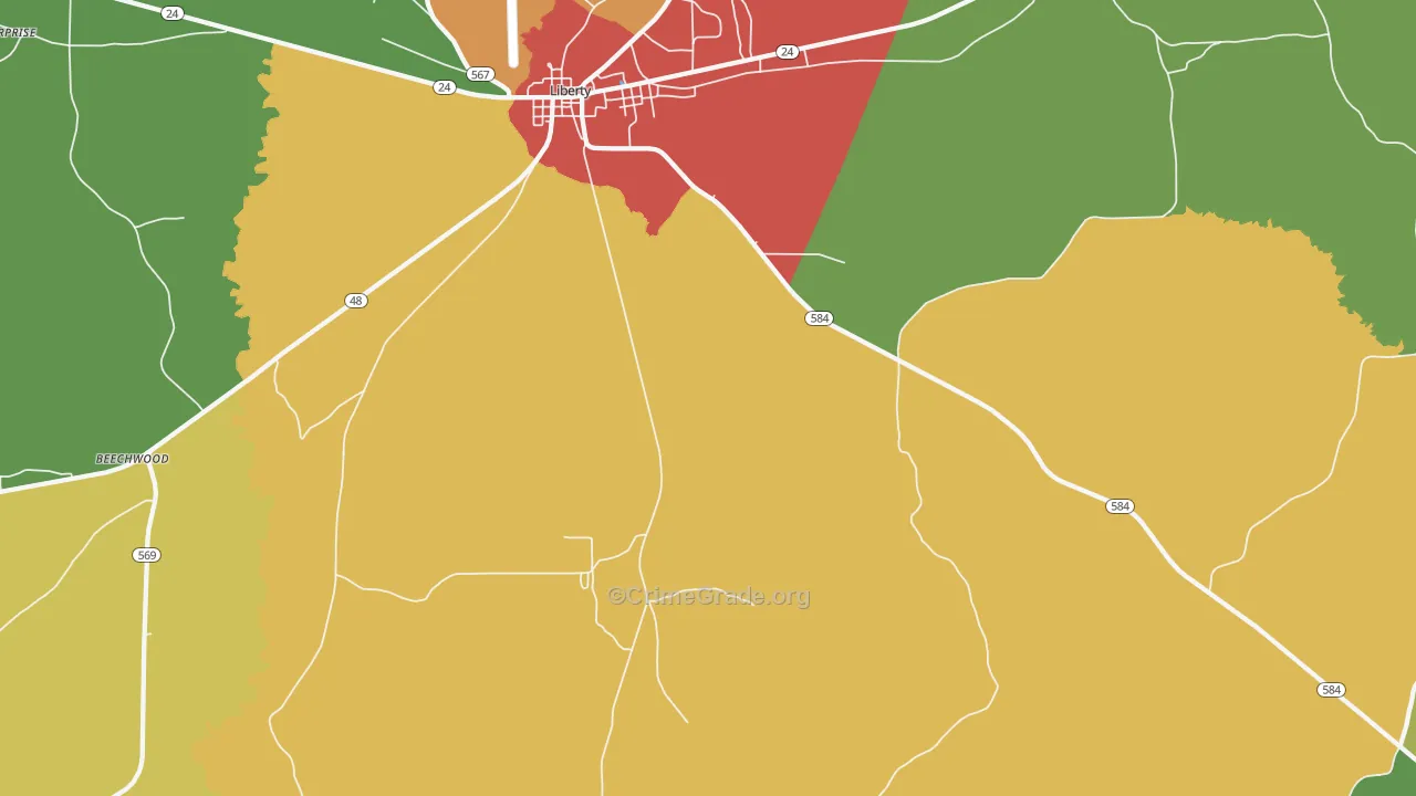 Berwick, MS Map of Theft Rates