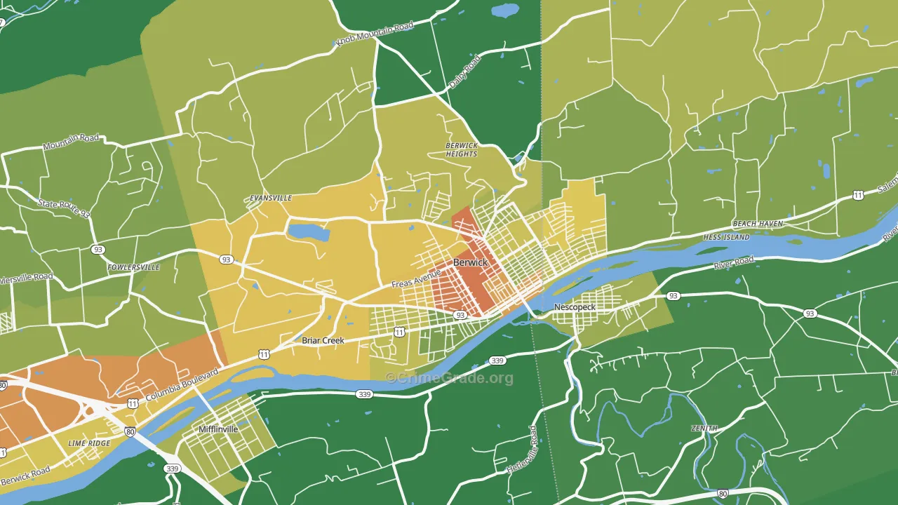 Berwick, PA Map of Theft Rates
